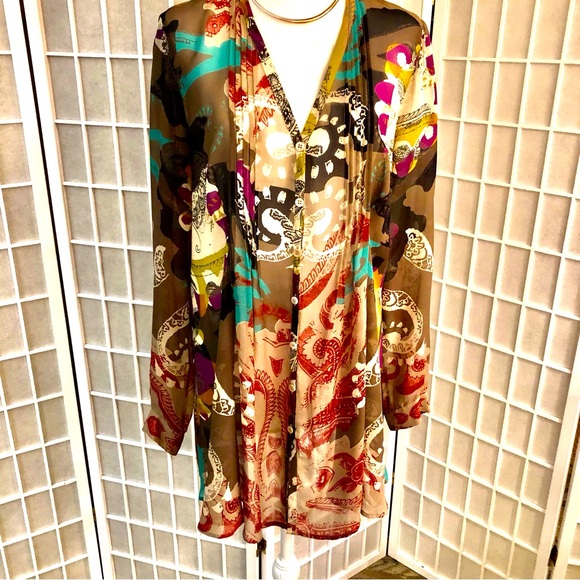 ETRO MADE IN ITALY silk colorful tunic in excellent condition. Sz EU 48